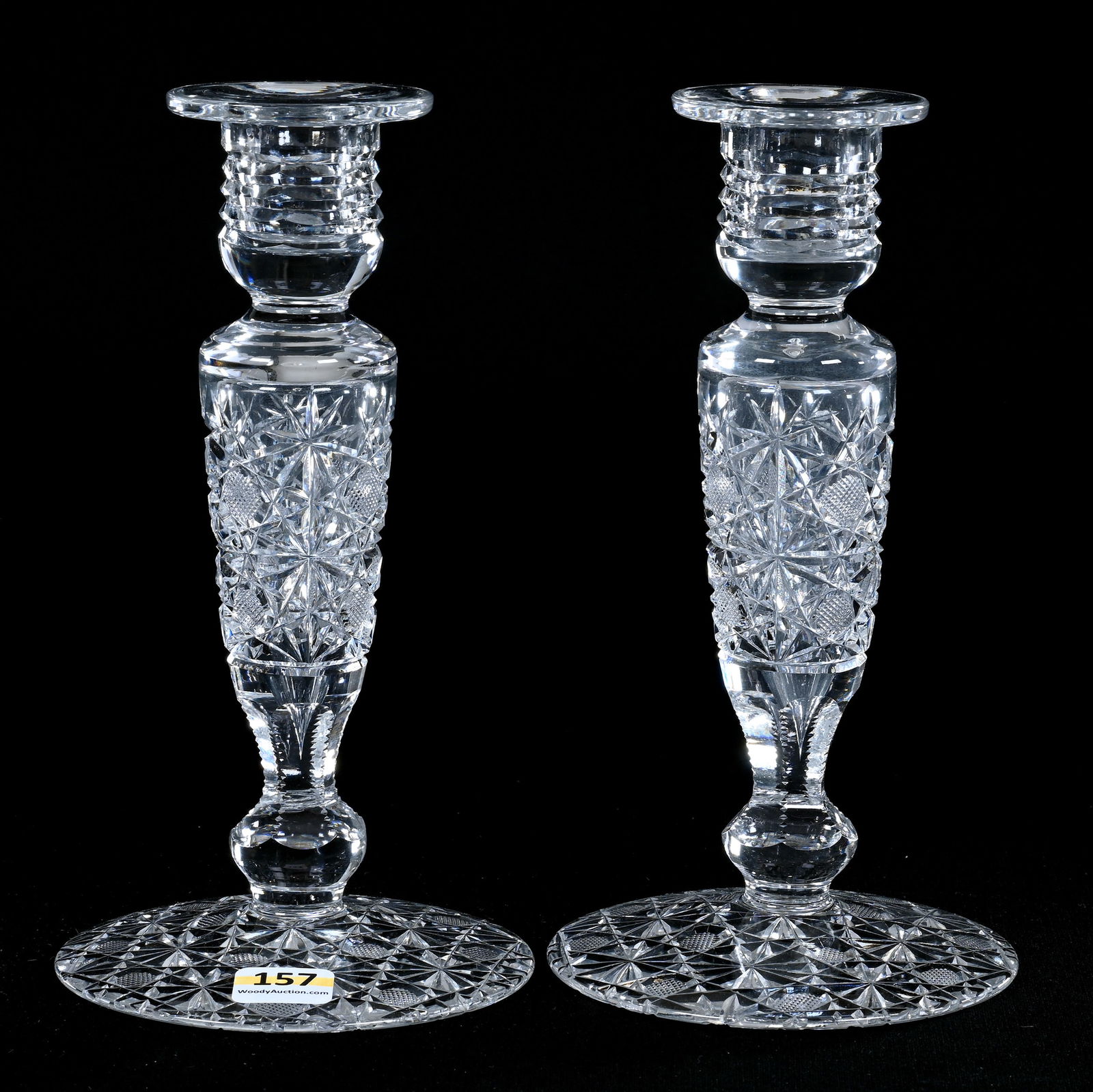 Pair Candlesticks, American Brilliant Cut Glass, Russian Ambassador Pattern (1 of 2)