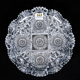 Plate, American Brilliant Cut Glass, Mercedes Pattern By Clark