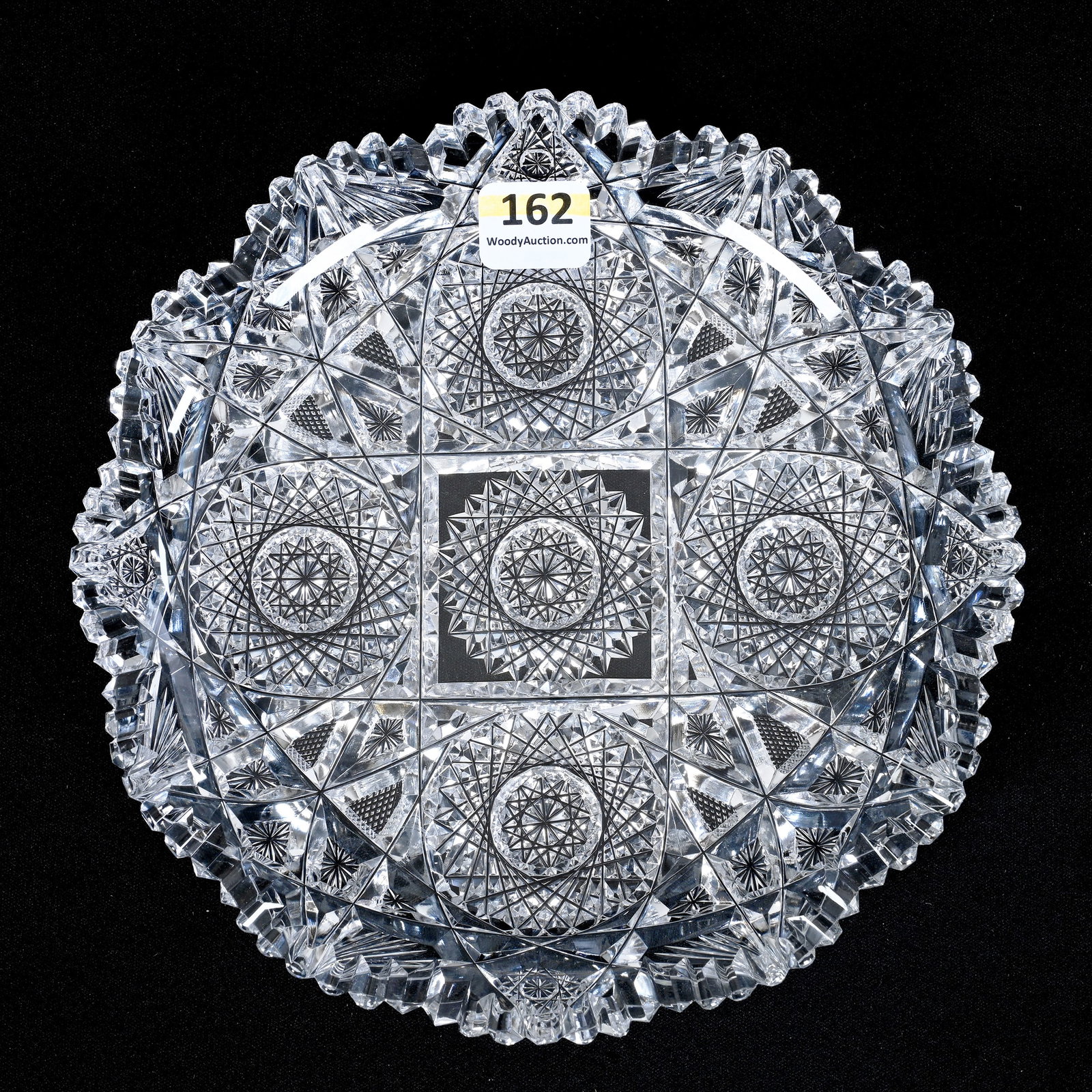 Plate, American Brilliant Cut Glass, Mercedes Pattern By Clark: Plate, American Brilliant Cut Glass, Mercedes Pattern By Clark, 7", Nice Example, Mike And Sandra Hackney Collection, Georgia.