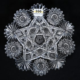 Plate, American Brilliant Cut Glass, Corinthian Pattern By Mt. Washington