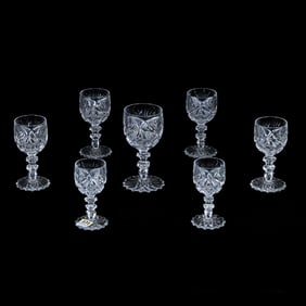 7 Stems, Brilliant Period Cut Glass, Florida Pattern By Val St. Lambert