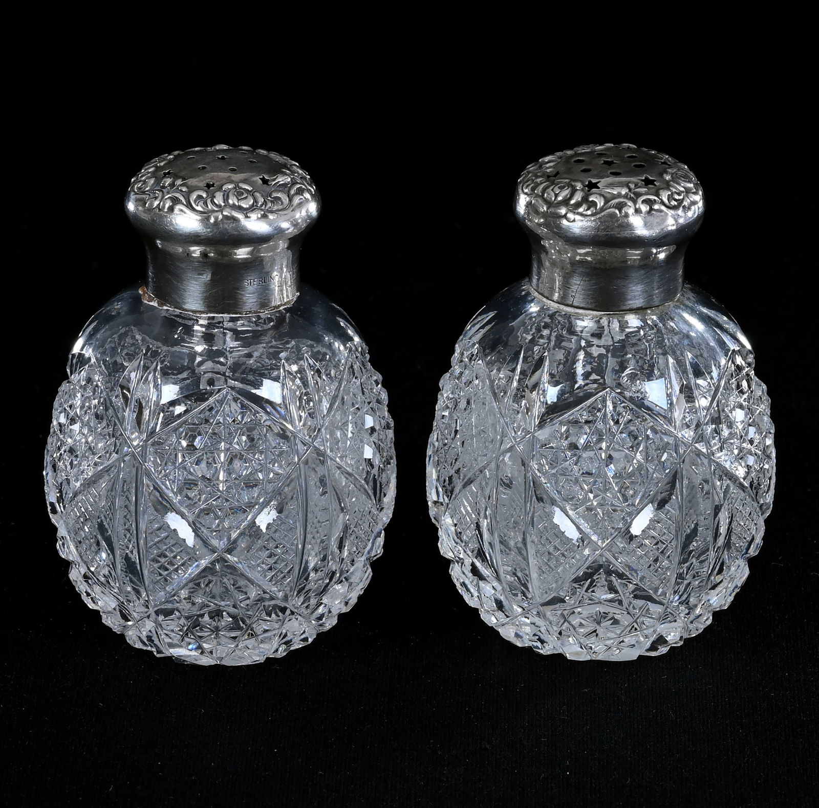 Pair Salt & Pepper Shakers, American Brilliant Cut Glass, By C. F. Monroe (1 of 5)