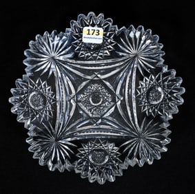 Plate, American Brilliant Cut Glass, Drape Pattern By Straus