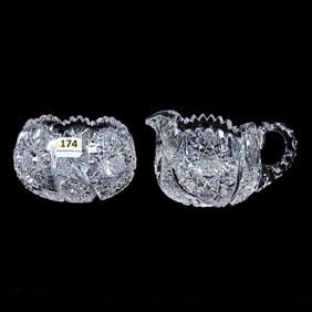 Creamer And Sugar Set, American Brilliant Cut Glass
