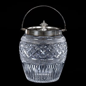 Biscuit Jar, Brilliant Period Cut Glass, Star Diamond And Diamond Bands