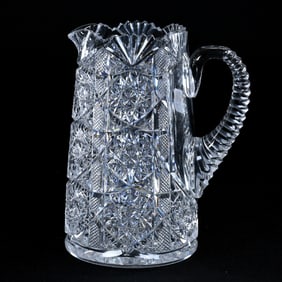 Milk Jug, American Brilliant Cut Glass, Electra Pattern By Straus