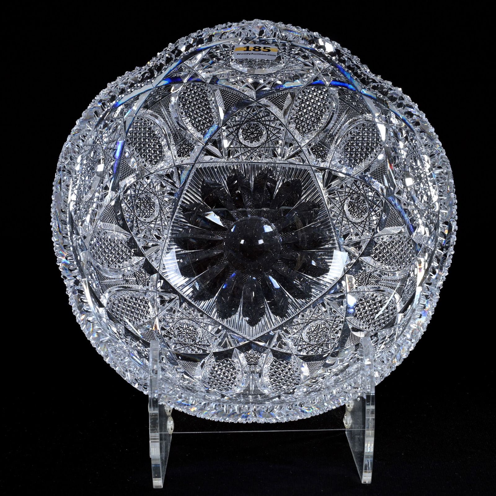 Bowl, American Brilliant Cut Glass, Optic Flower Center With Well Cut Hobstar, Vesica, Nailhead (1 of 5)