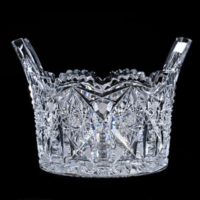 Ice Tub, Tab Handles, American Brilliant Cut Glass, Juliette Pattern By Irving