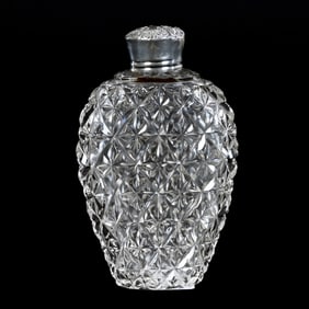 Lady's Flask, American Brilliant Cut Glass, Star Diamond Motif