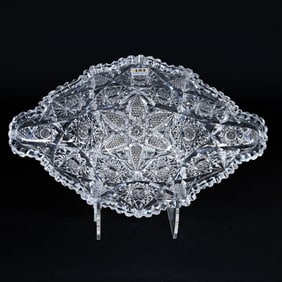 Napoleon Hat Bowl, American Brilliant Cut Glass, Hobstar, Vesica, Nailhead Diamond And Star Motif