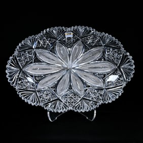 Ice Cream Tray, American Brilliant Cut Glass, Venetian Pattern By Hawkes