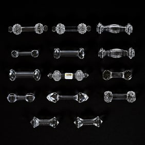 (14) Knife Rests, American Brilliant Cut Glass, Assorted Patterns