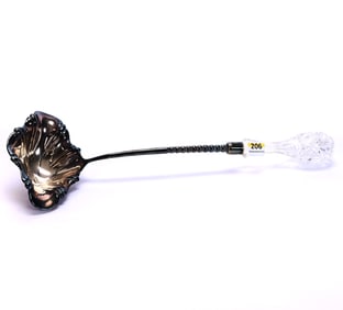 Punch Ladle, American Brilliant Cut Glass, Unmarked Silverplate Dipper