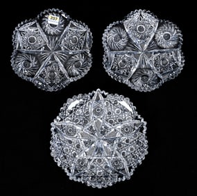 (3) Plates, American Brilliant Cut Glass