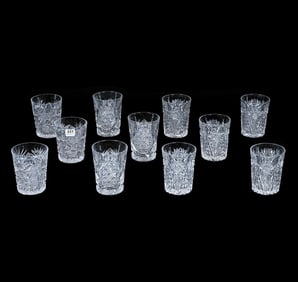 (11) Tumblers, American Brilliant Cut Glass, Three Distinct Pattern