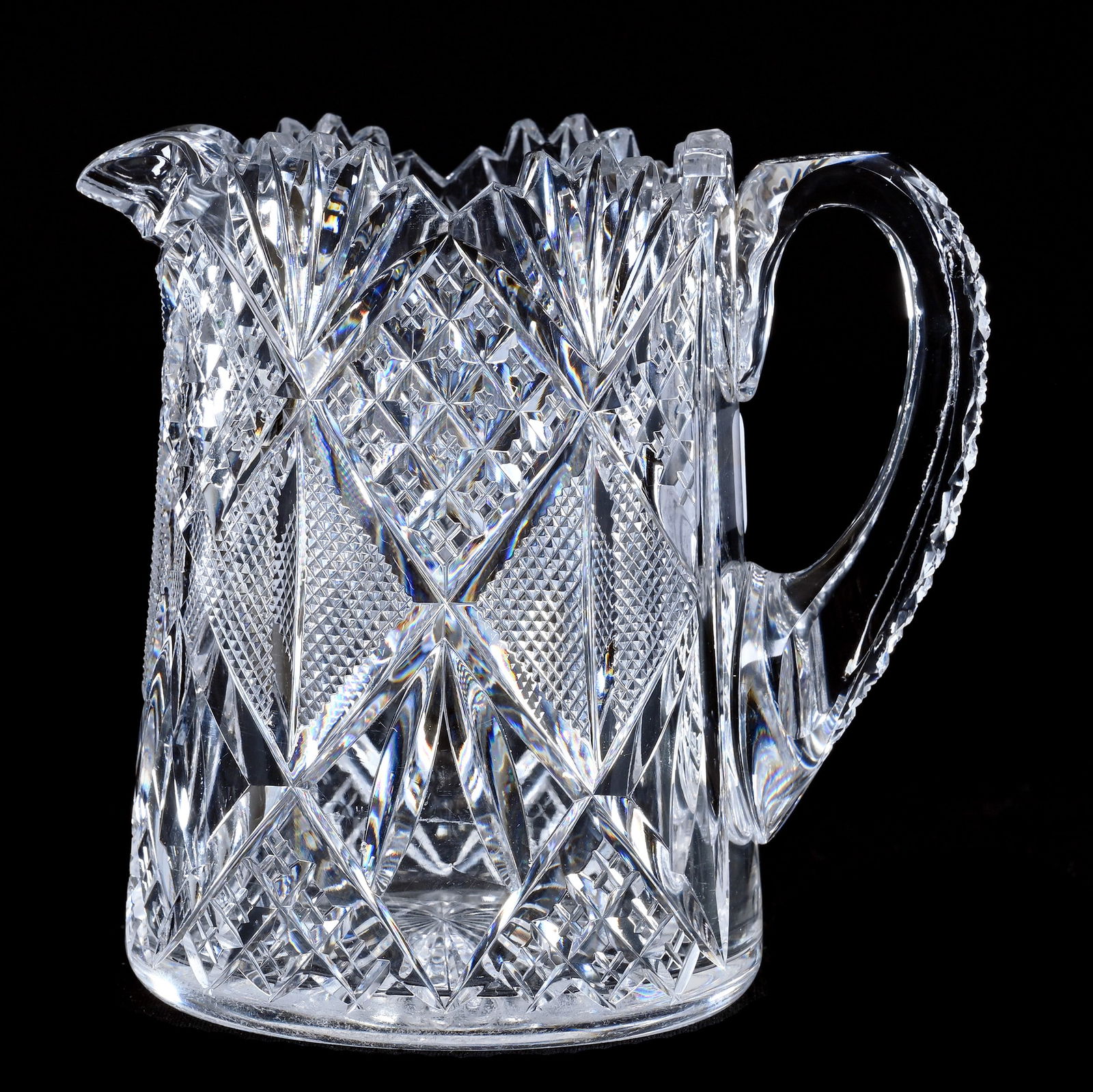 Milk Pitcher, ABCG, H&S Pattern By Higgins & Seiter, Large Diamond Cut With Crosscut Diamond, (1 of 3)