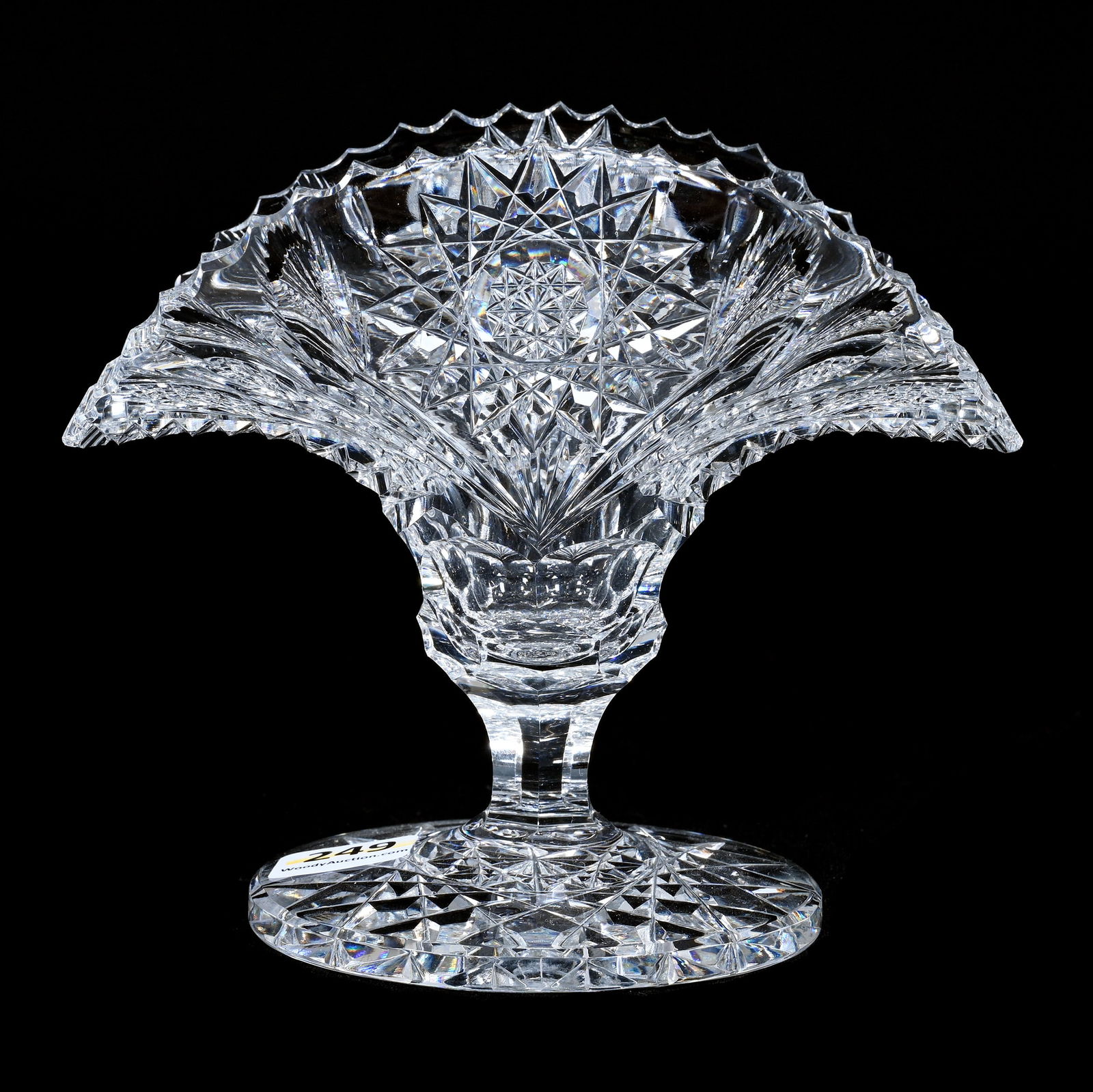 Pedestal Fan Vase, American Brilliant Cut Glass, Cactus Pattern By Pairpoint (1 of 3)