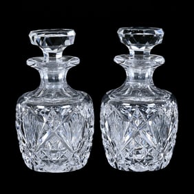 Pair Perfume Bottles, American Brilliant Cut Glass, Brazilian Pattern By Hawkes