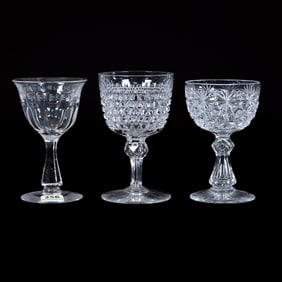 (3) Wine Stems, American Brilliant Cut Glass