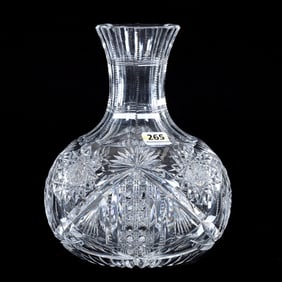 Water Carafe, American Brilliant Cut Glass, Hobstar, Cane, Prism And Fan Motif