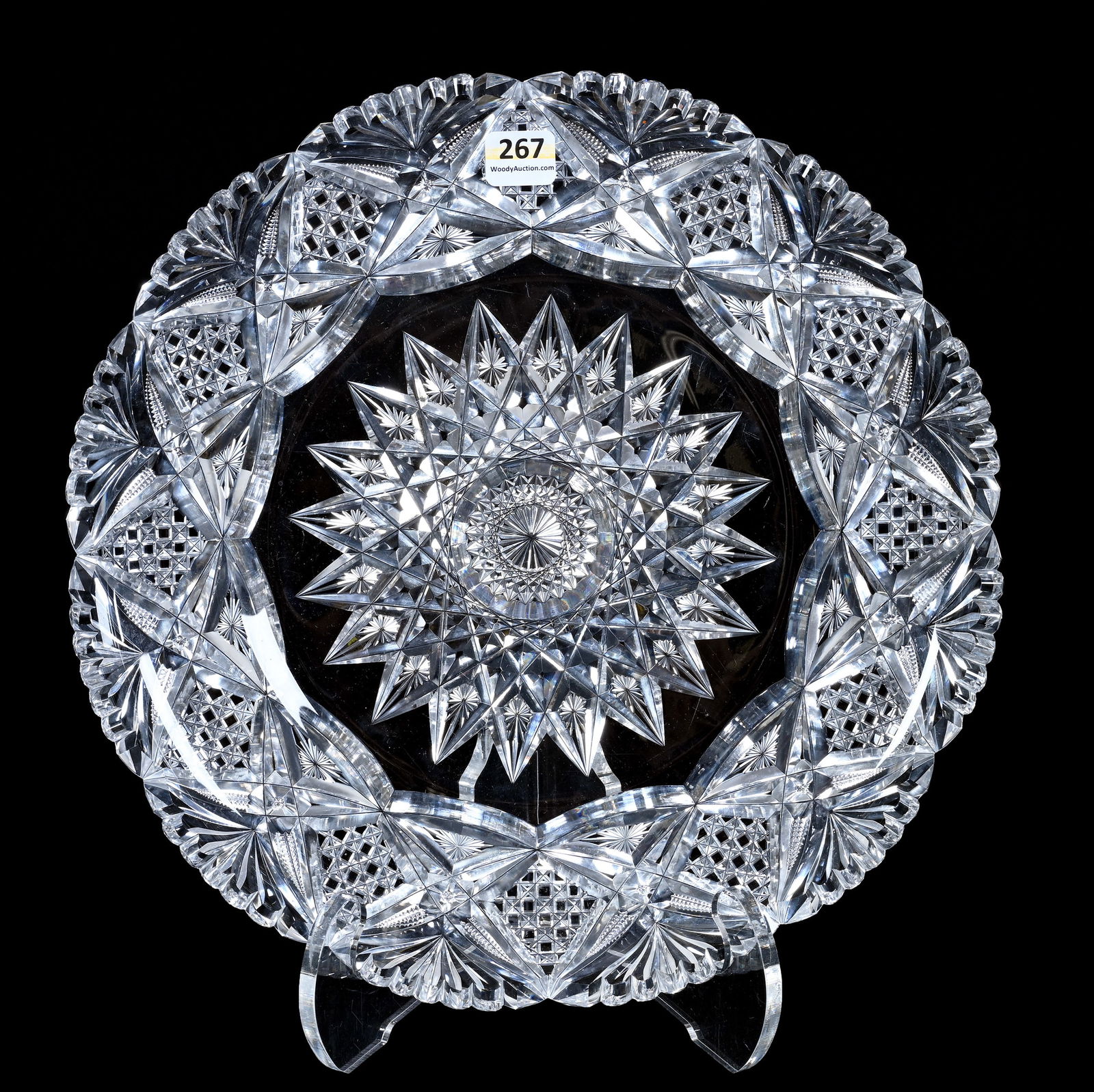 Underplate, American Brilliant Cut Glass, Large Hobstar Center With Kite, Block, Vesica, Star & Fan (1 of 2)