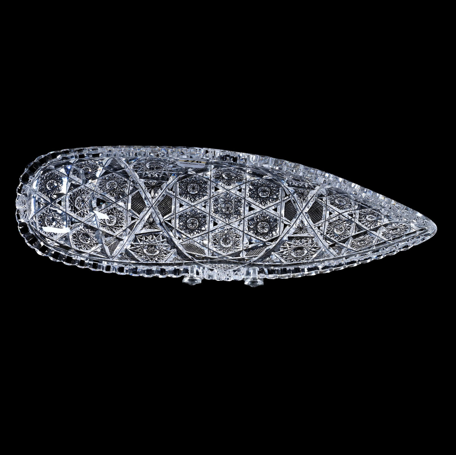 Celery Tray, Boat Shape, American Brilliant Cut Glass, Hobstar Cluster With Hobstar & Crosshatch (1 of 3)