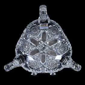 Nappy, Three Handles, American Brilliant Cut Glass, Pattern Resembles Electra By Straus