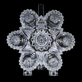 Dish, Blown Mold, American Brilliant Cut Glass, Hobstar And Fan Motif