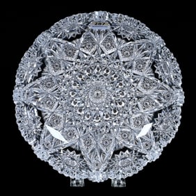 Low Bowl, American Brilliant Cut Glass, Expanding Star Pattern