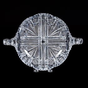 Bowl, Two Handles, Four Division, American Brilliant Cut Glass