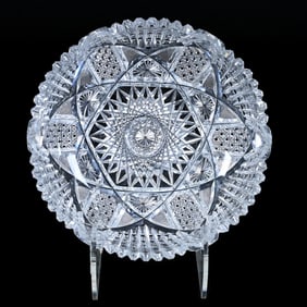 Bowl, American Brilliant Cut Glass, Six Alternating Sections With Cane, Arch, Prism, Crosshatch &
