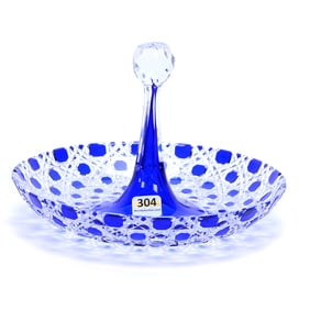 Stick Dish, Brilliant Period Cut Glass, Cobalt Blue Cut To Clear