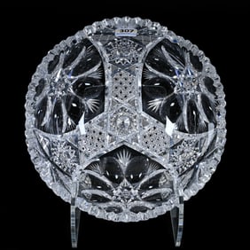 Bowl, American Brilliant Cut Glass,  Open Petal Pattern By Tuthill