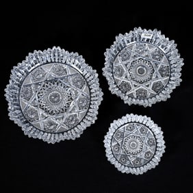 (3) Bowls, American Brilliant Cut Glass, Sylph Pattern By C. F. Monroe