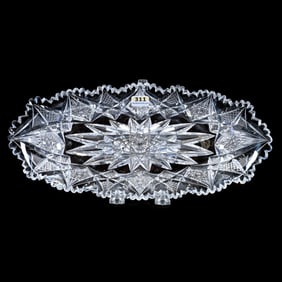 Celery Tray, American Brilliant Cut Glass, Hobstar, Kite, Crosscut Diamond And Crosshatch Motif