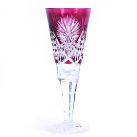 Trumpet Vase, Brilliant Period Cut Glass, Amethyst Cut To Clear