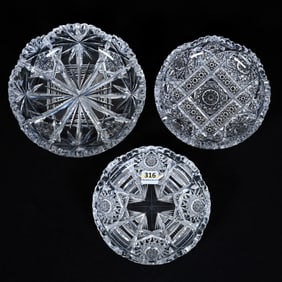 (3) Nappies, American Brilliant Cut Glass