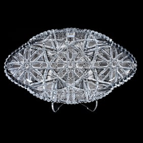 Ice Cream Tray, American Brilliant Cut Glass, Well Cut Eagle Pattern By Bergen