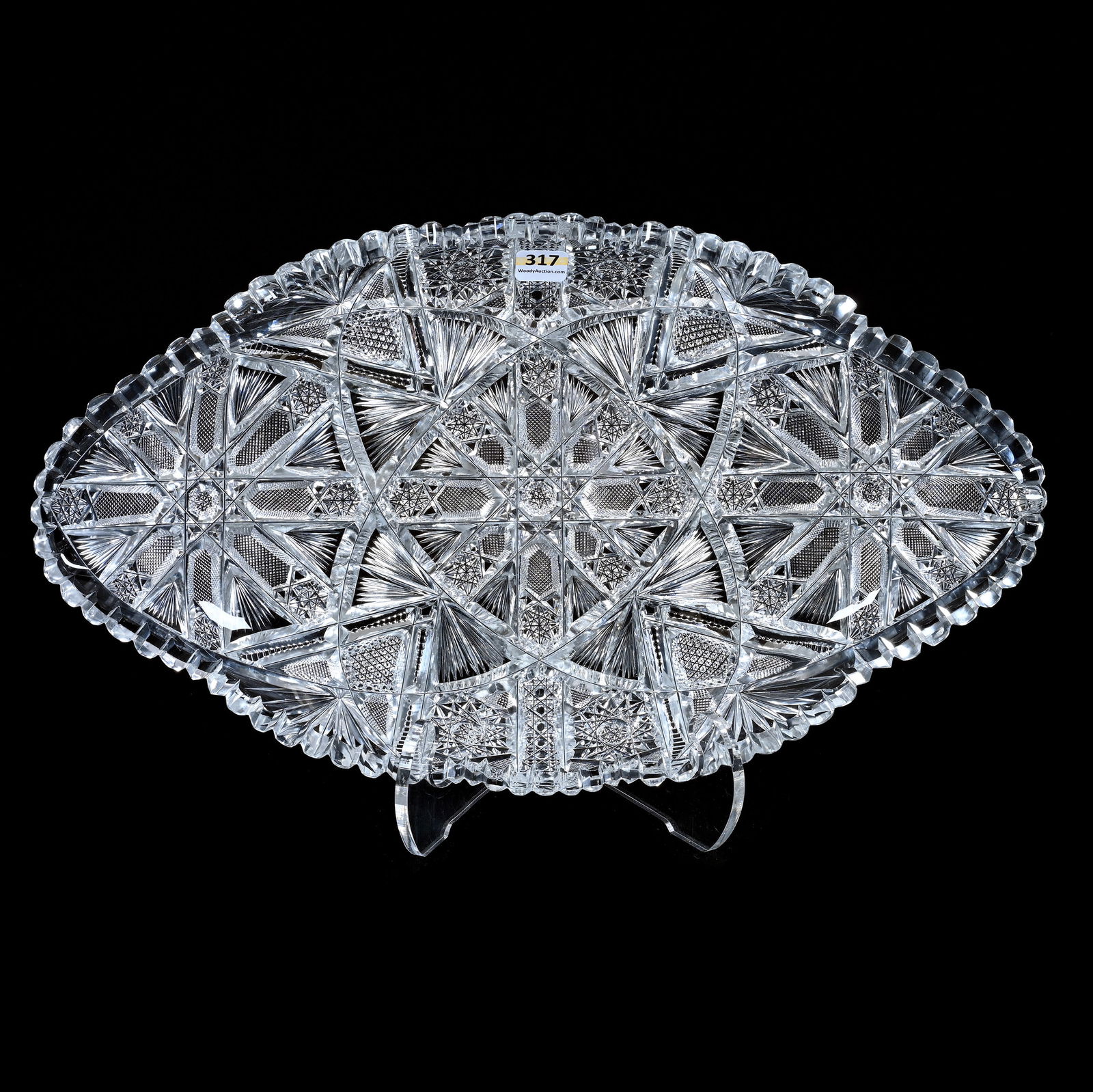 Ice Cream Tray, American Brilliant Cut Glass, Well Cut Eagle Pattern By Bergen (1 of 2)