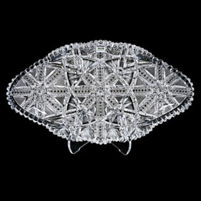 Ice Cream Tray, American Brilliant Cut Glass, Pattern Resembles Rochester By Fry