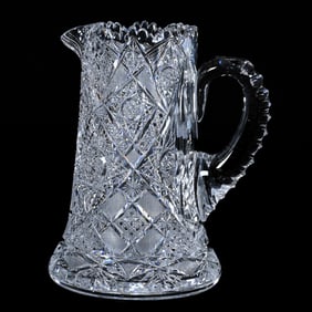 Pitcher, American Brilliant Cut Glass, Pattern #51 By Elmira