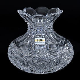 Flower Center, American Brilliant Cut Glass, Hobstar, Crosshatch, Prism And Fan Motif