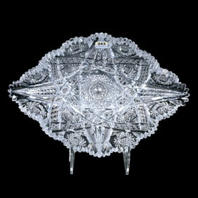 Napoleon Hat Bowl, American Brilliant Cut Glass, Signed J. Hoare Carolyn Pattern