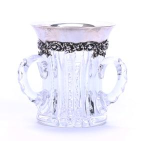 Loving Cup, Three Handles, American Brilliant Cut Glass, Prism Cut Body