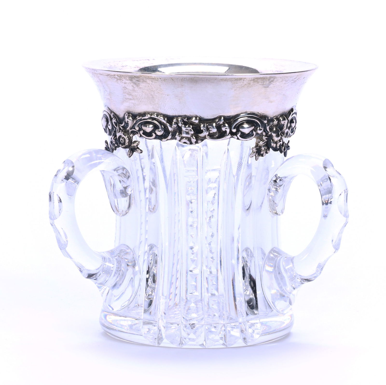 Loving Cup, Three Handles, American Brilliant Cut Glass, Prism Cut Body (1 of 8)
