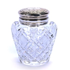 Covered Jar, American Brilliant Cut Glass, Crosshatch, Miter, Star And Punty Motif