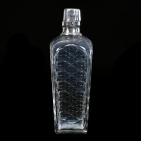 Square Whiskey Bottle, Lockable, American Brilliant Cut Glass