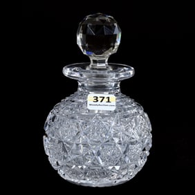Cologne Bottle, American Brilliant Cut Glass, Hobstar Cluster With Miter Highlights