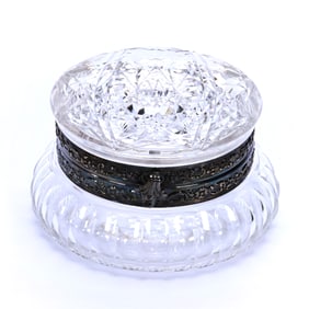 Jewel Box, American Brilliant Cut Glass, Hobstar Cut Lid, Punty Cut Base