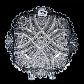 Plate, American Brilliant Cut Glass, Columbia Pattern By Blackmer